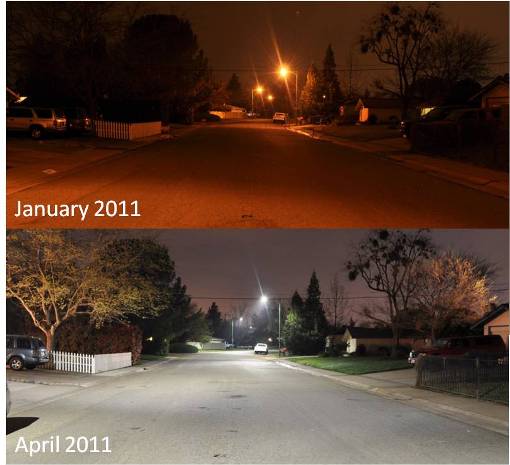 Energy Efficient Streetlights Before and After
